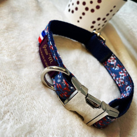 Collier pour chien Juno taille S couleur bleue, boucles en métal, sangle polypropylène bleue nuit, Made In France by pawm