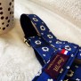 Harnais pour chien Milord taille L sangle nylon bleue et tissus 100% coton fleuris bleu, made in france by pawm