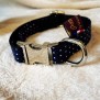 Collier chien Newton taille XS tissus en coton à poids et sangle en nylon noire. Cousu main made in france by Pawm